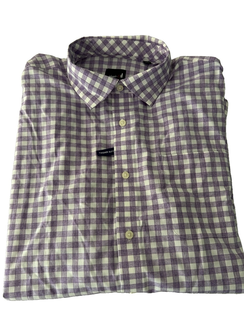 NWOT Johnnie-O Performance Lavender White Gingham Button-Down Shirt Men’s XL